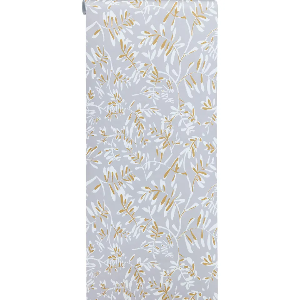 Kwantum Vliesbehang|Behang Bloss Grijs/Oker