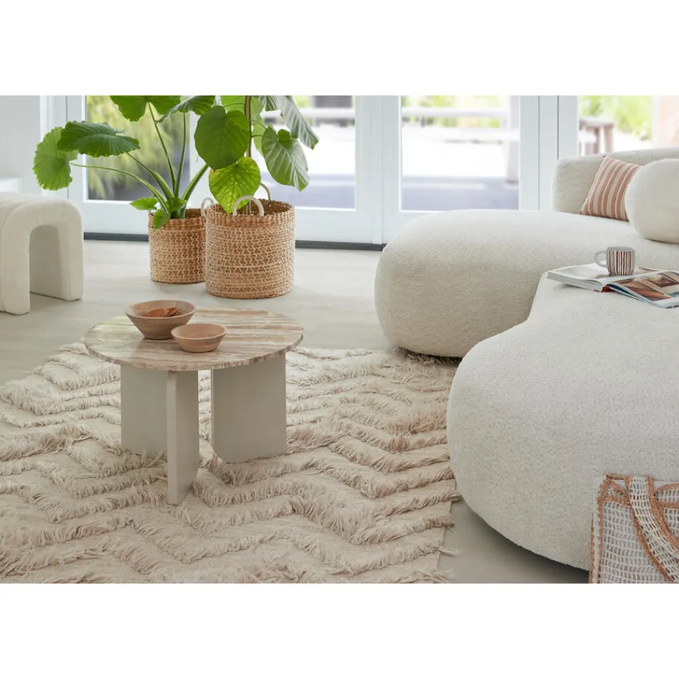 Kwantum Bijzettafels|Bijzettafel Brez Marmer Taupe ø 60x38 Cm