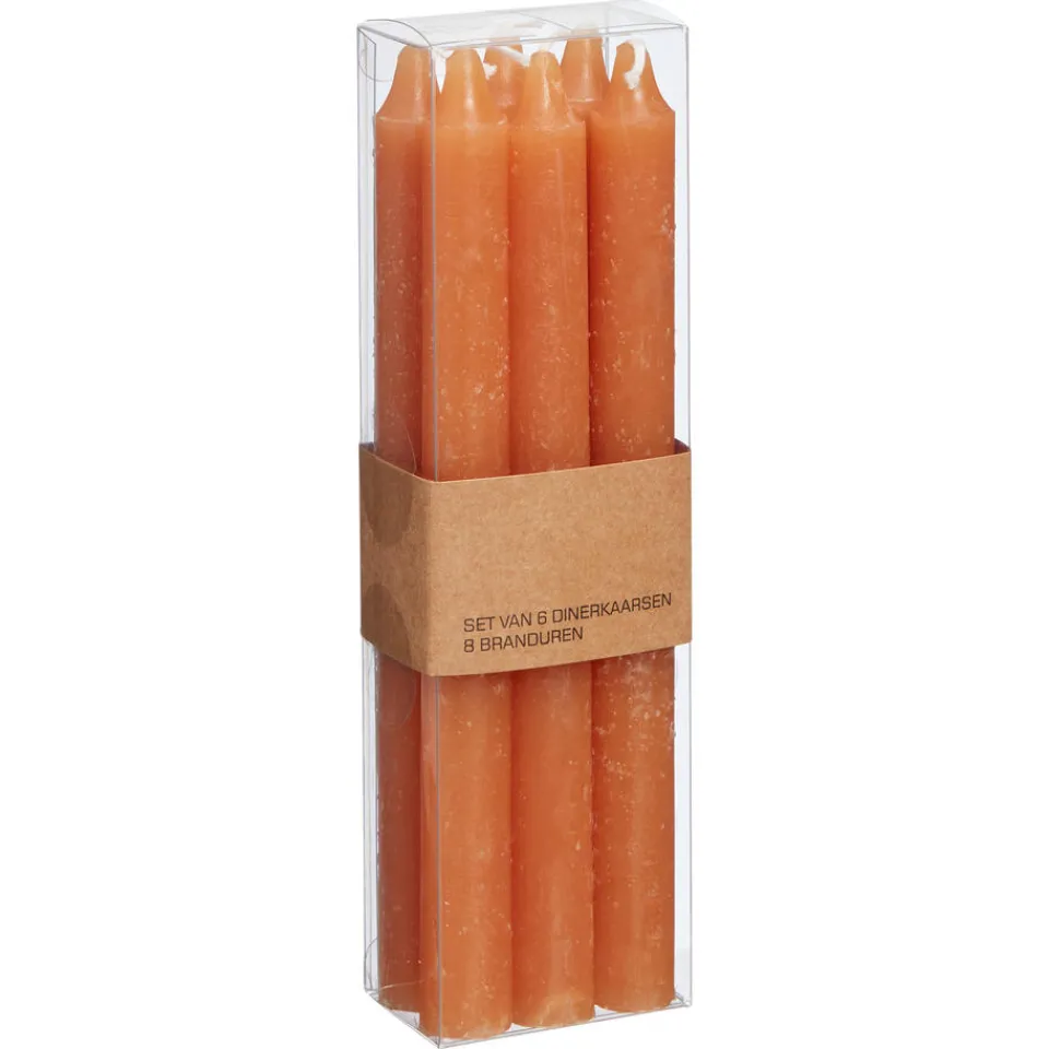 Kwantum Kaarsen & Theelichten|Kaarsen & Theelichten|Dinerkaars oranje 6 Stuks