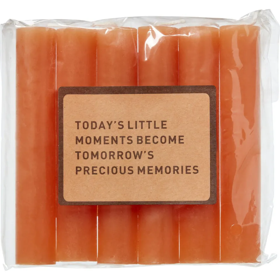 Kwantum Kaarsen & Theelichten|Kaarsen & Theelichten|Dinerkaars oranje 12 Cm - 6 Stuks