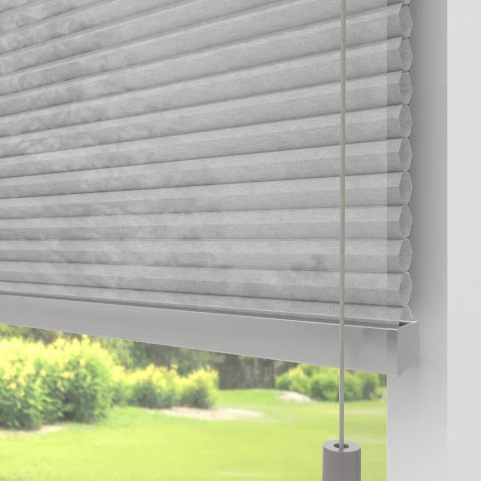 Kwantum Plisségordijnen|Fenstr Dubbel Plissé Puck Lichtgrijs Lichtdoorlatend