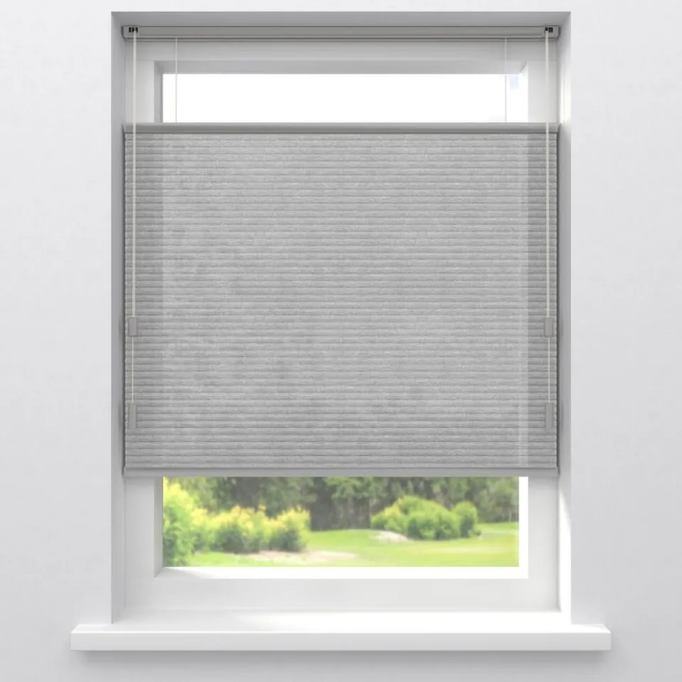 Kwantum Plisségordijnen|Fenstr Dubbel Plissé Jana Grijs Lichtdoorlatend