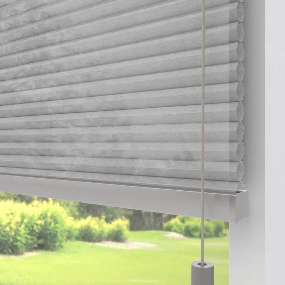 Kwantum Plisségordijnen|Fenstr Dubbel Plissé Jana Grijs Lichtdoorlatend