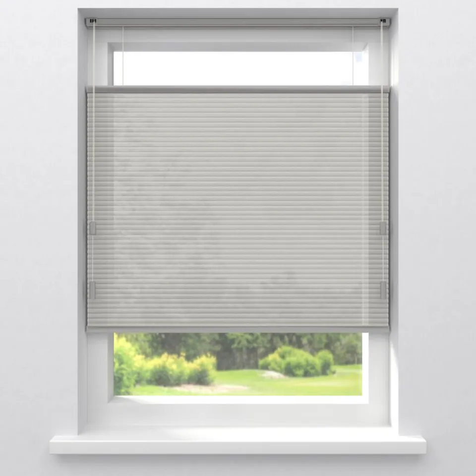 Kwantum Plisségordijnen|Fenstr Dubbel Plissé Elena Grijs Lichtdoorlatend