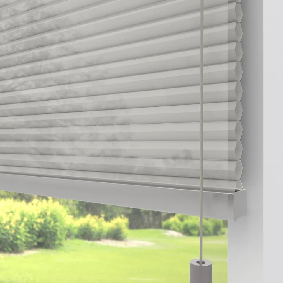 Kwantum Plisségordijnen|Fenstr Dubbel Plissé Elena Grijs Lichtdoorlatend