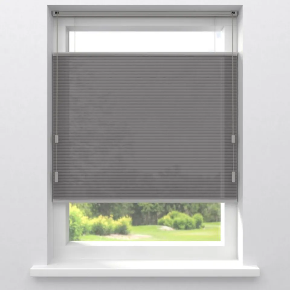 Kwantum Plisségordijnen|Fenstr Dubbel Plissé Dewi Grijs Lichtdoorlatend