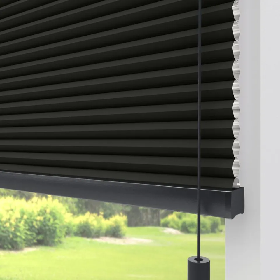 Kwantum Plisségordijnen|Isolerende Gordijnen|Fenstr Dubbel Plissé Suus Zwart Verduisterend