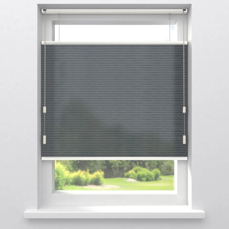 Kwantum Plisségordijnen|Fenstr Dubbel Plisségordijn Mia Donkergrijs Lichtdoorlatend