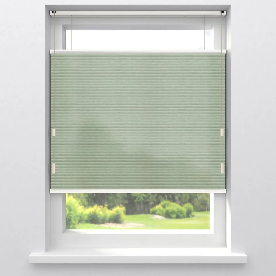 Kwantum Plisségordijnen|Fenstr Dubbel Plisségordijn Dana Groen Lichtdoorlatend