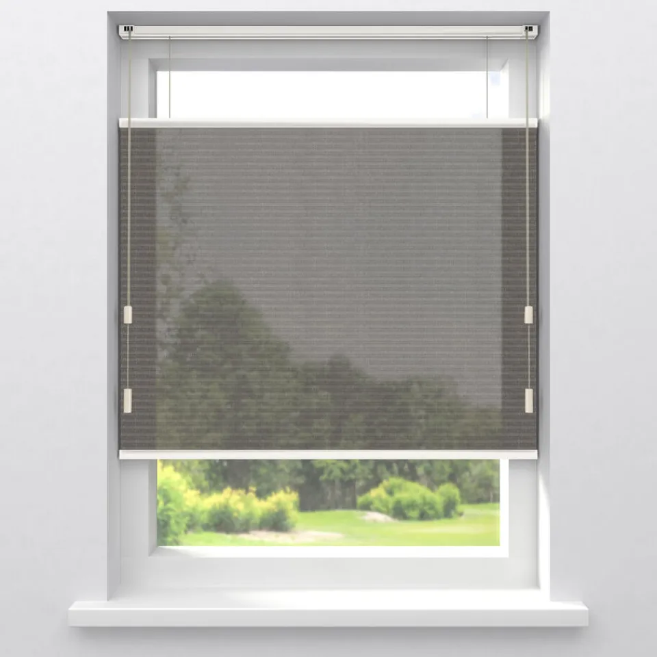 Kwantum Plisségordijnen|Fenstr Dubbel Plisségordijn Maud Donkerbruin Transparant