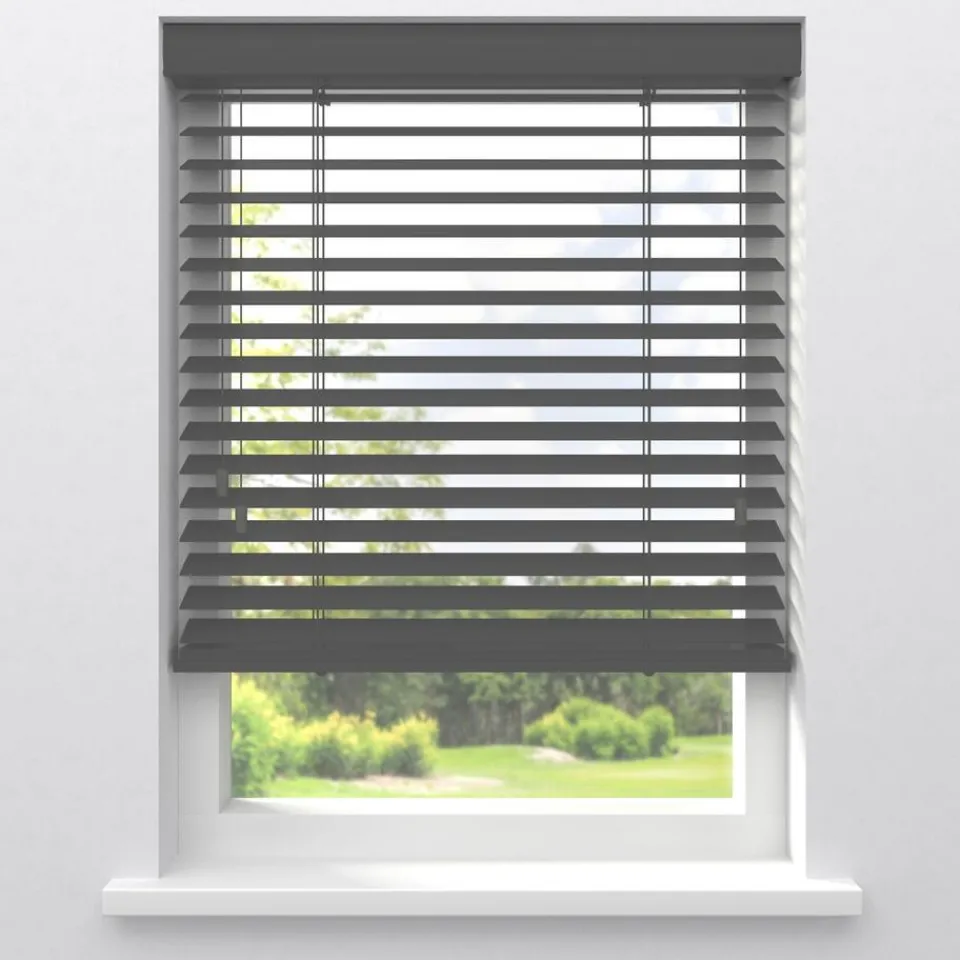 Kwantum Houten Jaloezieën|Jaloezieën|Fenstr Houten Jaloezie Wouter Midden Grijs 50mm