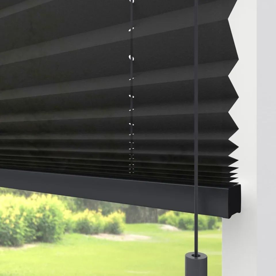 Kwantum Plisségordijnen|Fenstr Plissé Mara Zwart Lichtdoorlatend