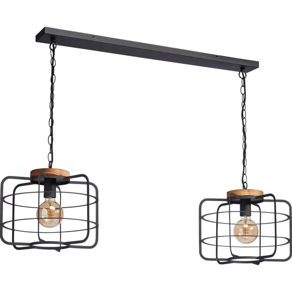 Kwantum Hanglampen|Hanglamp Wood 2-Lichts Zwart