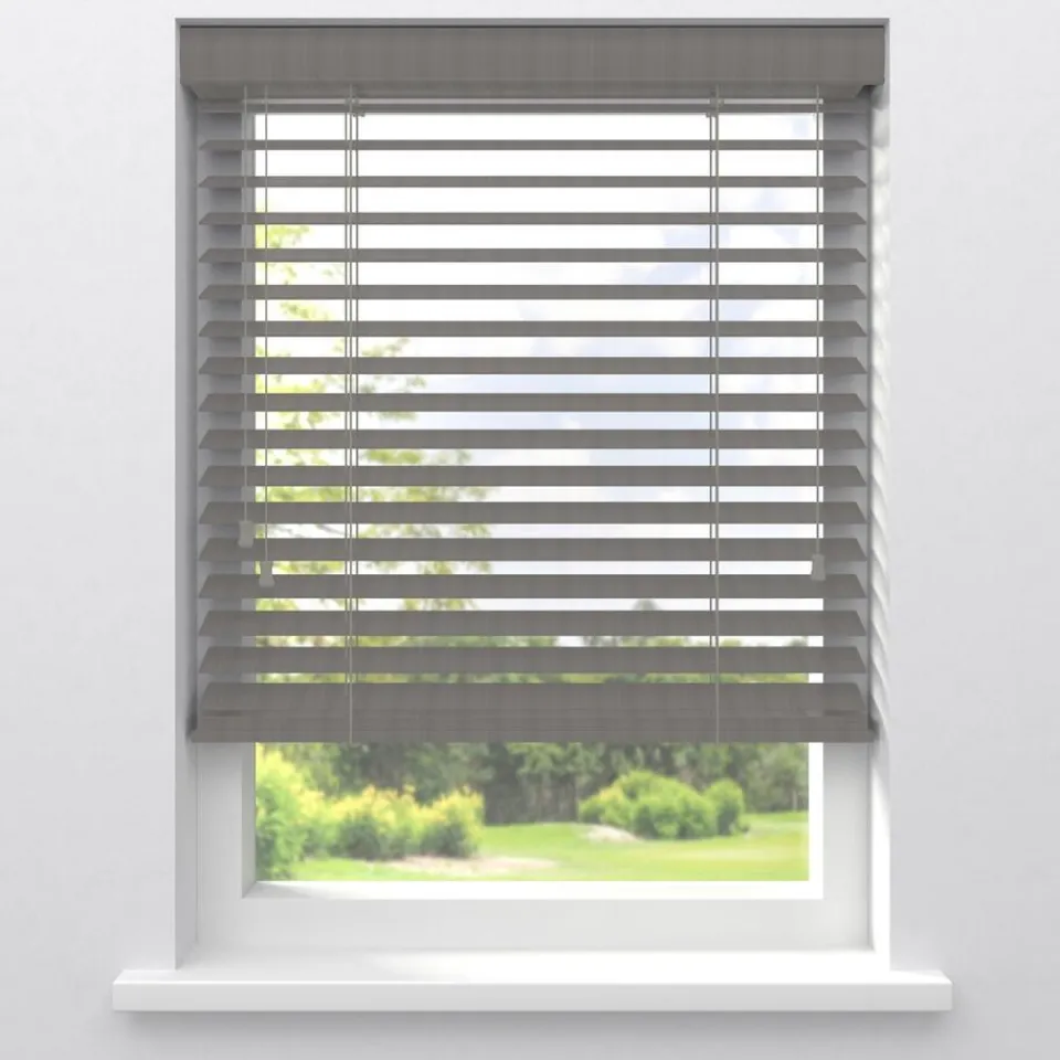 Kwantum Houten Jaloezieën|Jaloezieën|Houtlook Jaloezie Faber Grijs 50mm