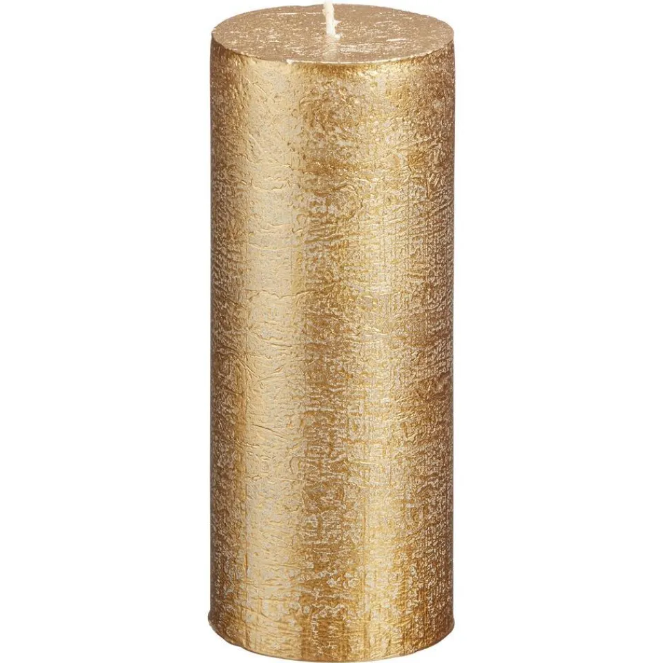 Kwantum Kaarsen & Theelichten|Kaarsen & Theelichten|Kaars Rustiek Goud 7x17 Cm