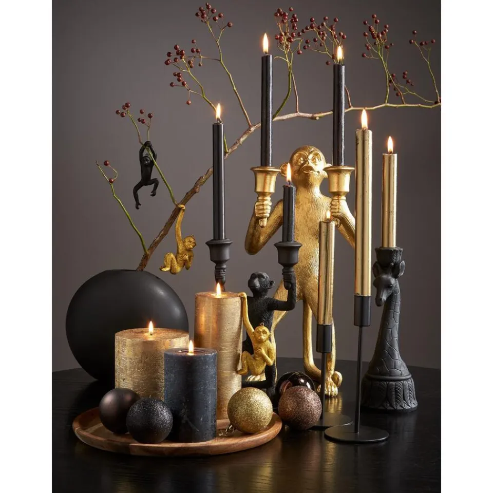 Kwantum Kaarsen & Theelichten|Kaarsen & Theelichten|Kaars Rustiek Goud 7x17 Cm