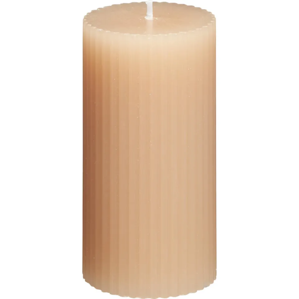 Kwantum Kaarsen & Theelichten|Kaarsen & Theelichten|Kaars Rustiek Ribbel Beige 10 Cm