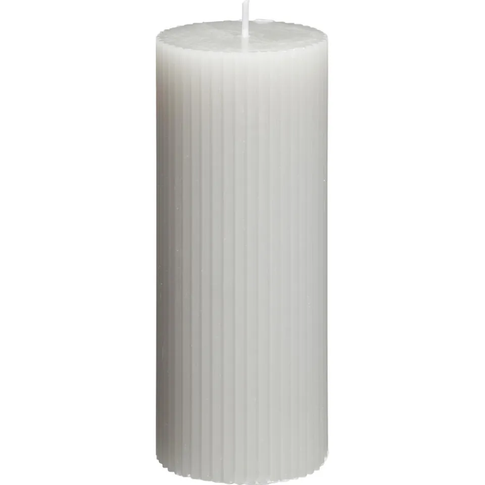 Kwantum Kaarsen & Theelichten|Kaarsen & Theelichten|Kaars Rustiek Ribbel Grijs 15 Cm