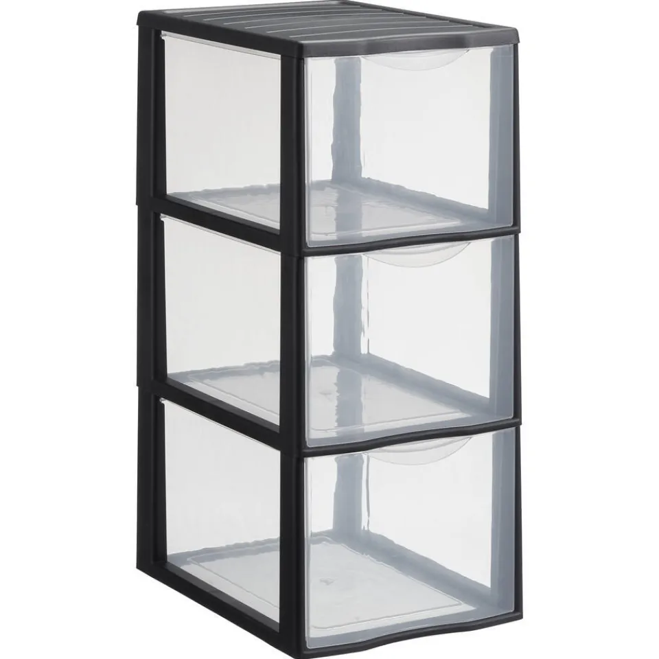 Kwantum Opbergboxen & Lades|Ladekast 3 Lades Hoog Zwart