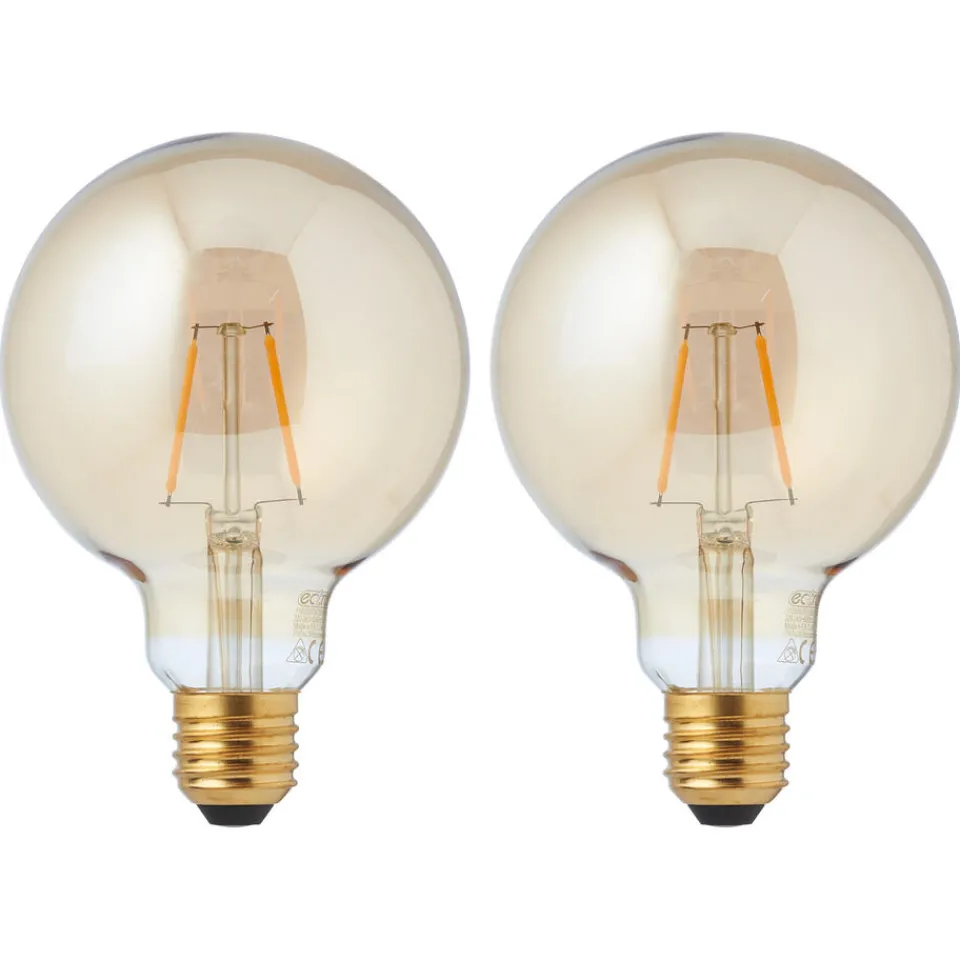 Kwantum Lichtbronnen|Led Lamp 95mm Goud 2,5W E27 2 Stuks