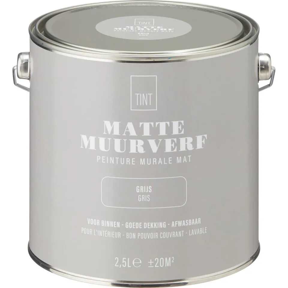 Kwantum Muurverf|Muurverf Mat Grijs 2.5 L