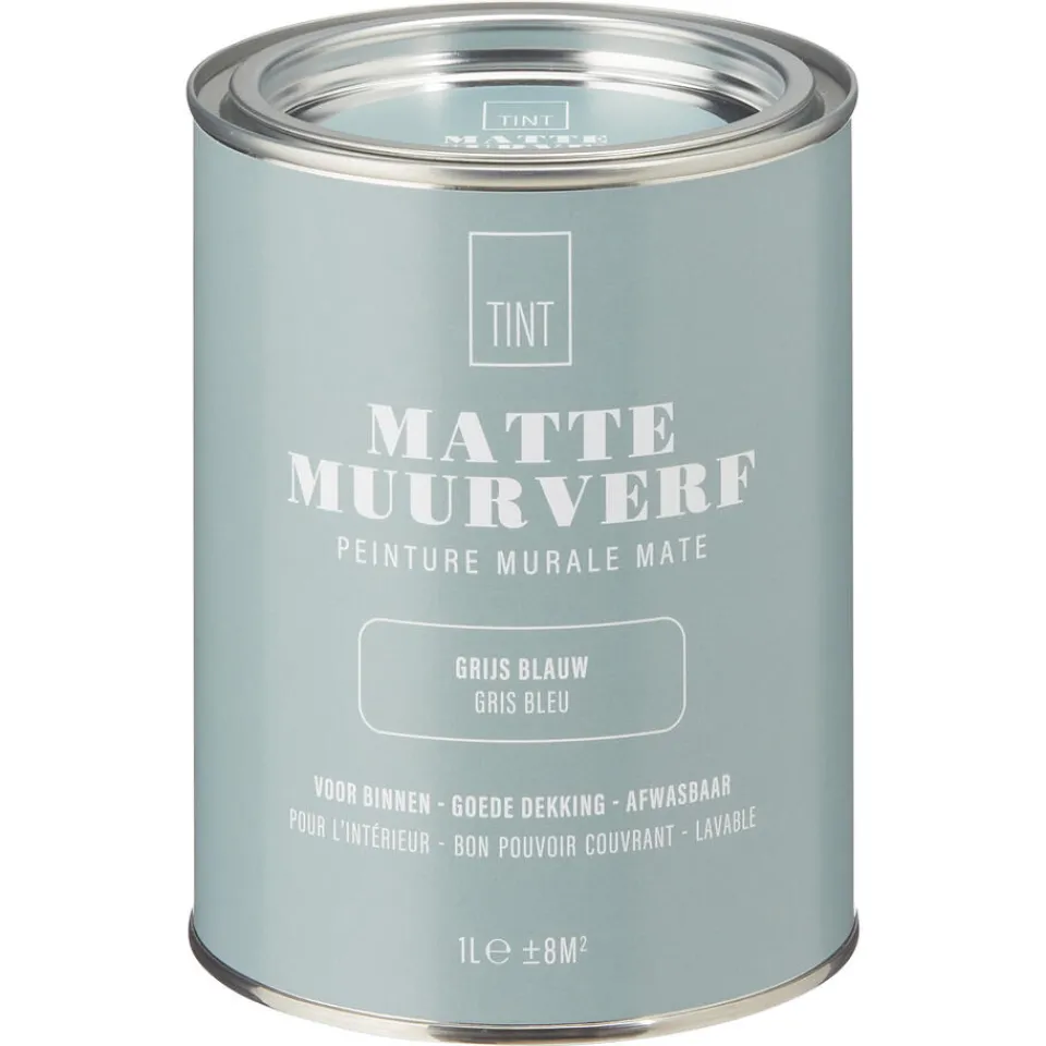 Kwantum Muurverf|Muurverf Mat Grijs Blauw 1 L