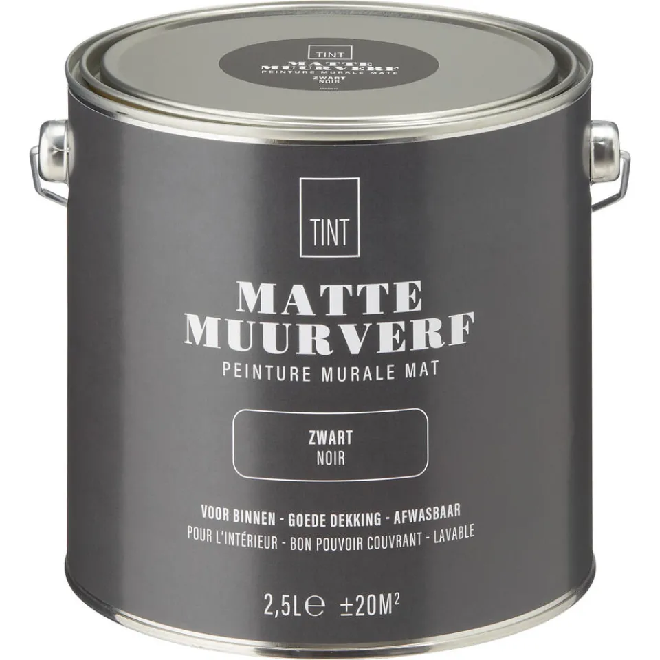 Kwantum Muurverf|Muurverf Mat Zwart 2.5 L