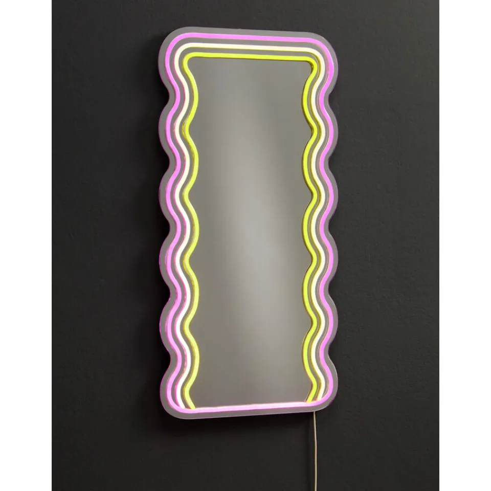 Kwantum Spiegels|Wandlampen|Spiegel Met Verlichting - Wave - Neon - - 70x35 Cm