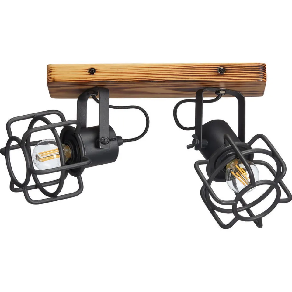 Kwantum Spots|Spot Wood 2-Lichts Zwart