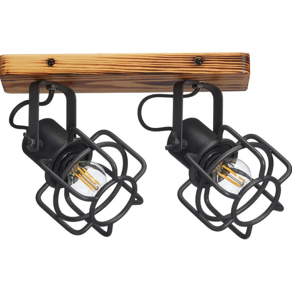 Kwantum Spots|Spot Wood 2-Lichts Zwart