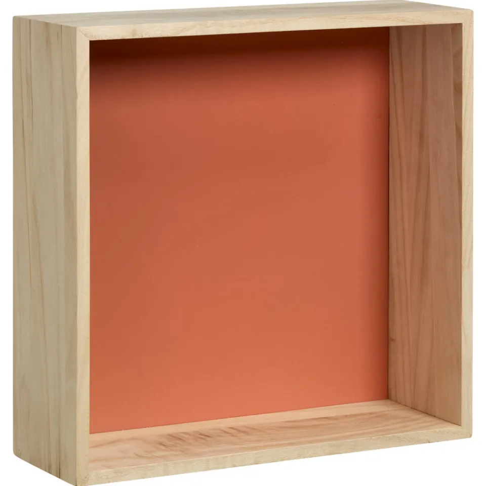 Kwantum Wanddecoratie|Wanddecoratie Hout Steenrood Maat L 30x10x30 Cm