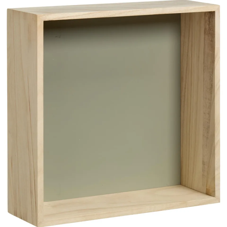 Kwantum Wanddecoratie|Wanddecoratie Hout Olijfgroen Maat L 30x10x30 Cm