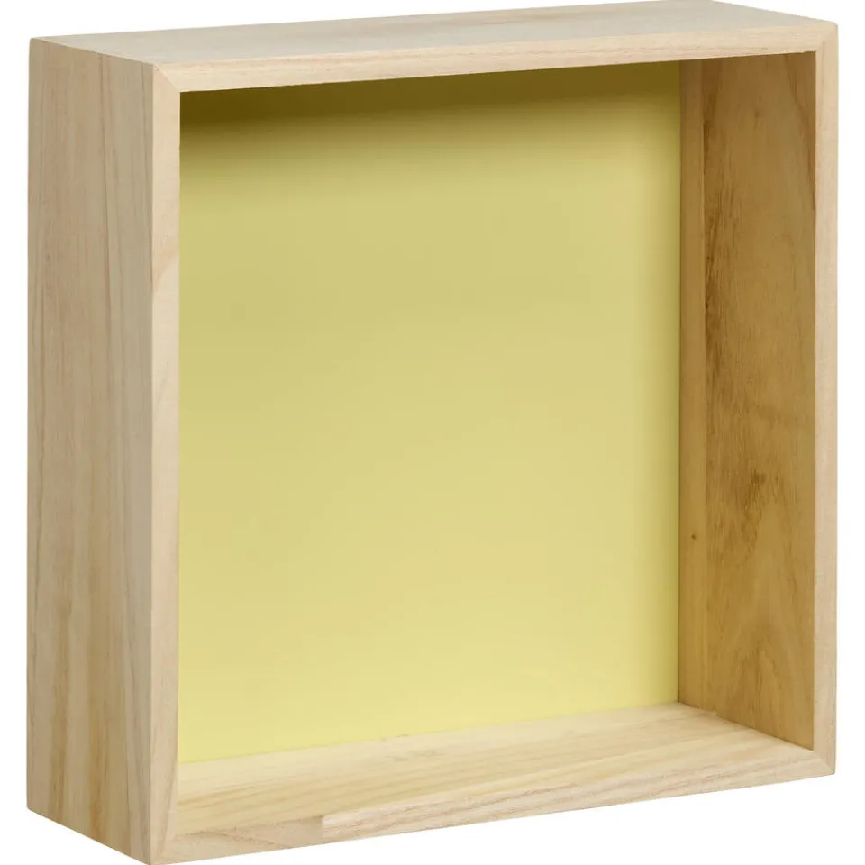 Kwantum Wanddecoratie|Wanddecoratie Hout Citroengeel Maat M 25x9x25 Cm