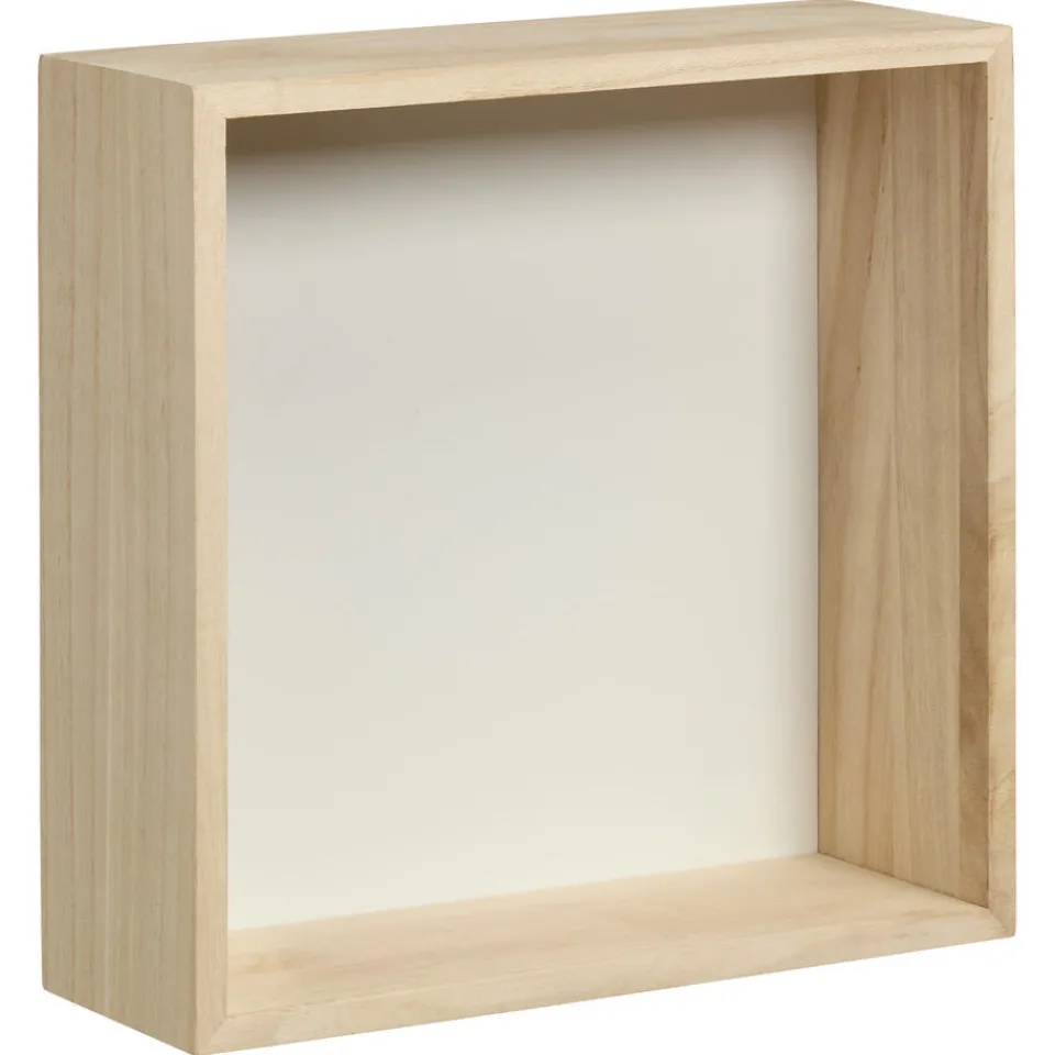 Kwantum Wanddecoratie|Wanddecoratie Hout Wit Maat M 25x9x25 Cm