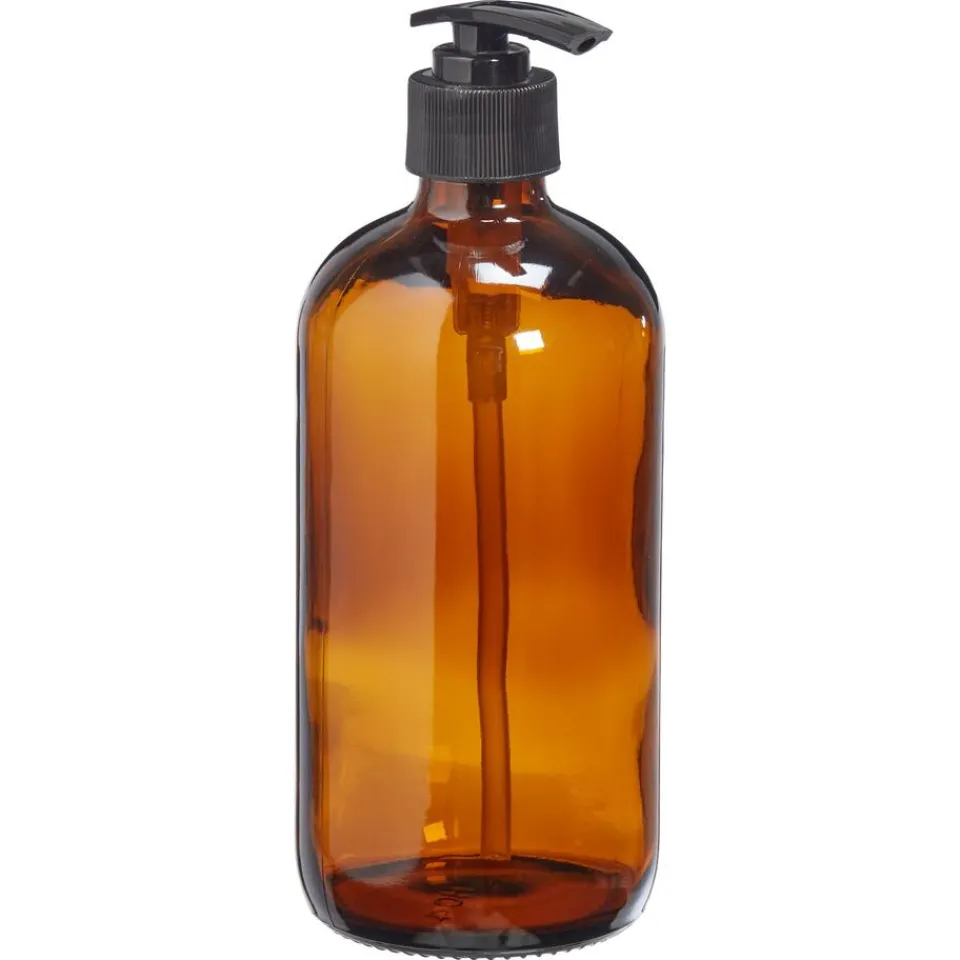 Kwantum Badkameraccessoires|Zeeppomp Apothekersglas Bruin